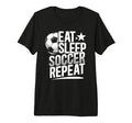Eat Sleep Soccer Repeat Soccer Player Tri T-Shirt - Unique Graphic Unisex