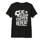 Eat Sleep Soccer Repeat Soccer Player Tri T-Shirt - Unique Graphic Unisex