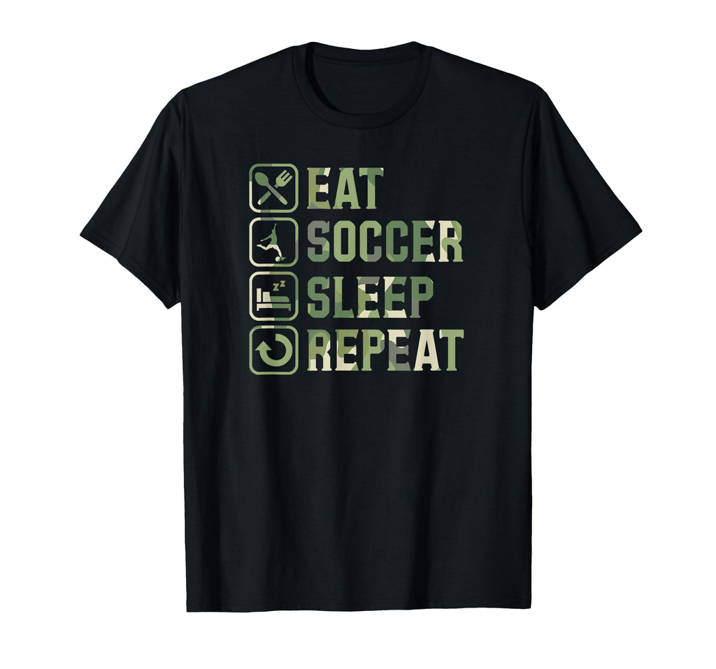 Eat Soccer Sleep Repeat Simple Basic T-Shirt - Graphic Print for Adults