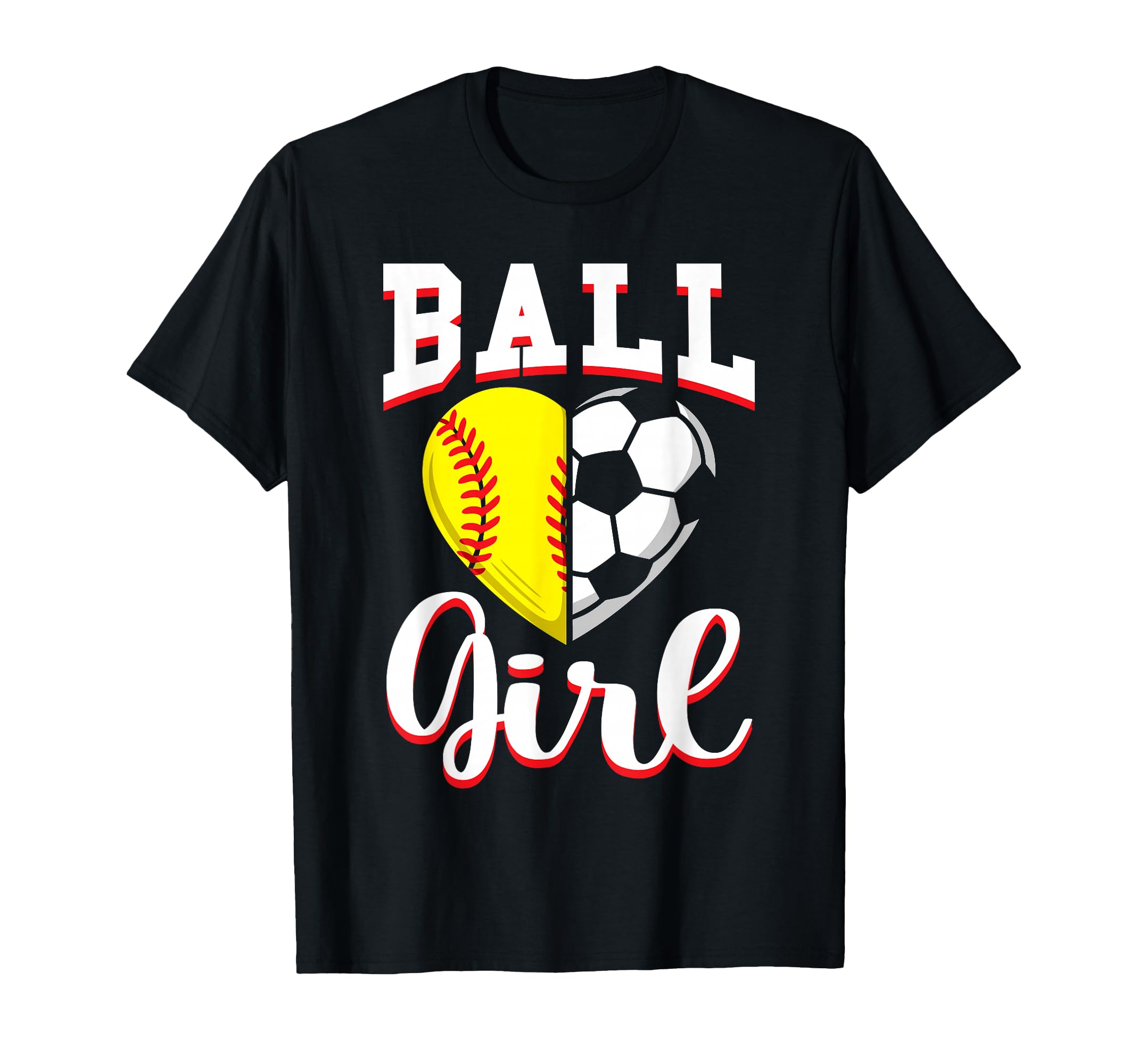 Ball Softball Soccer Lovers Gifts Heart T-Shirt - Graphic Print Unisex