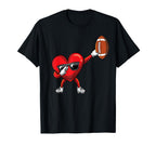 Dabbing Heart Dab Football Valentines T-Shirt - Unique Graphic for Adults