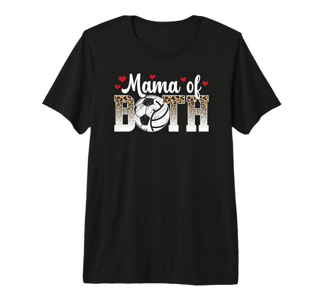 Mama Both Leopard Volleyball Soccer Mom T-Shirt - Aesthetic Graphic Unisex