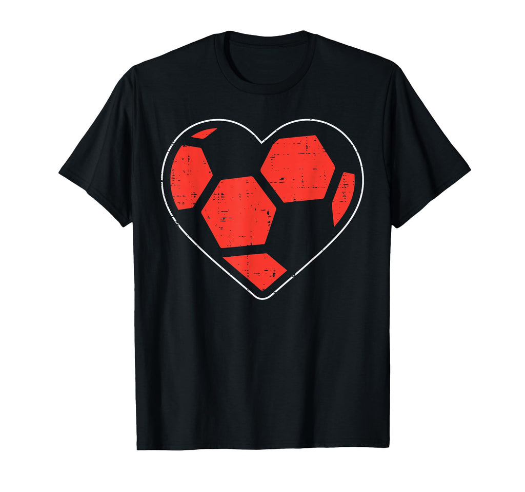 Heart Soccer Ball Football T-Shirt - Casual Everyday Wear Men Women