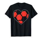 Heart Soccer Ball Football T-Shirt - Casual Everyday Wear Men Women