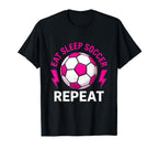 Eat Sleep Soccer Repeat Soccer T-Shirt - Trendy Graphic for Adults