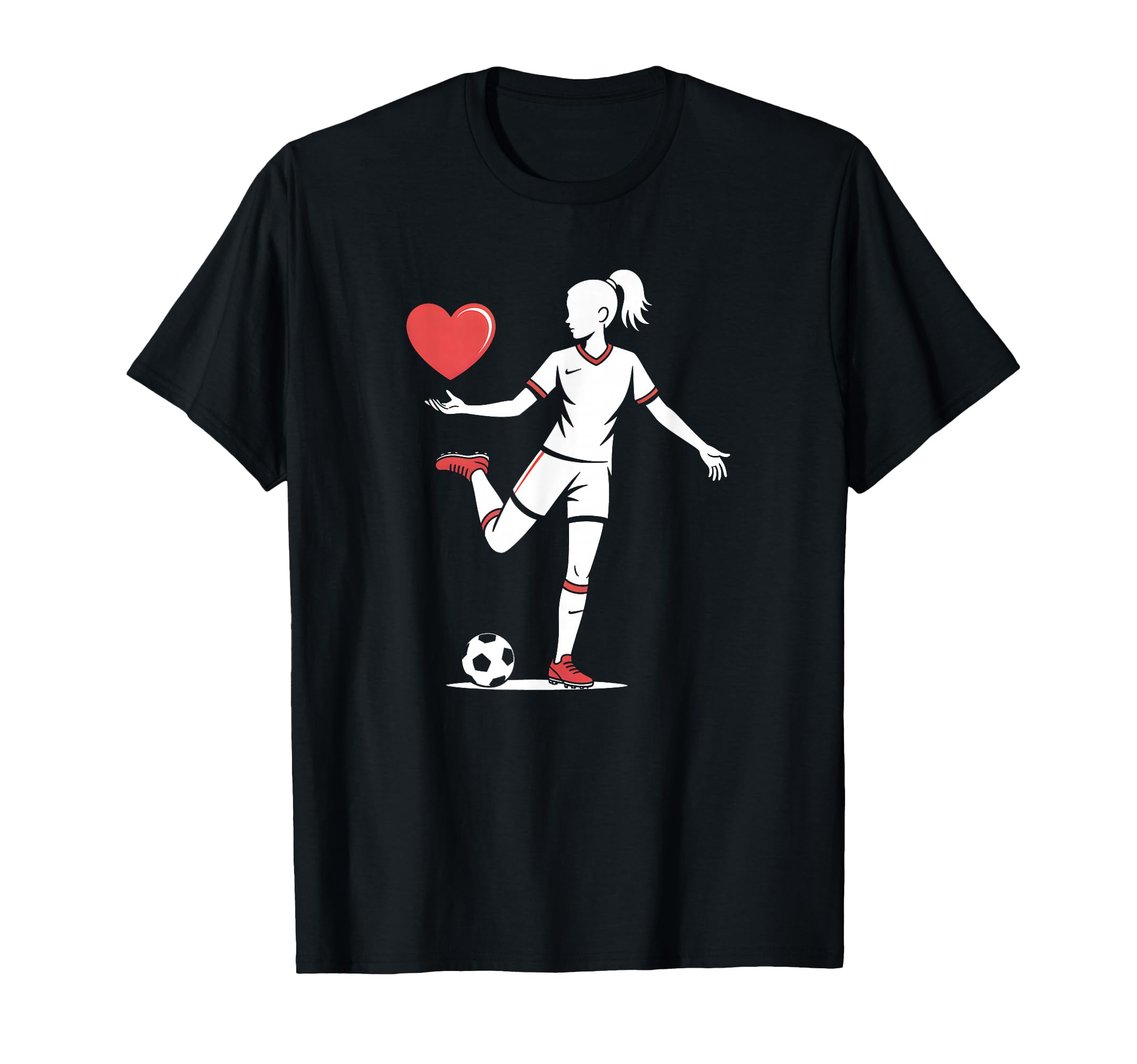 Soccer Valentines Day Heart Love T-Shirt - Fun Novelty Design Men Women