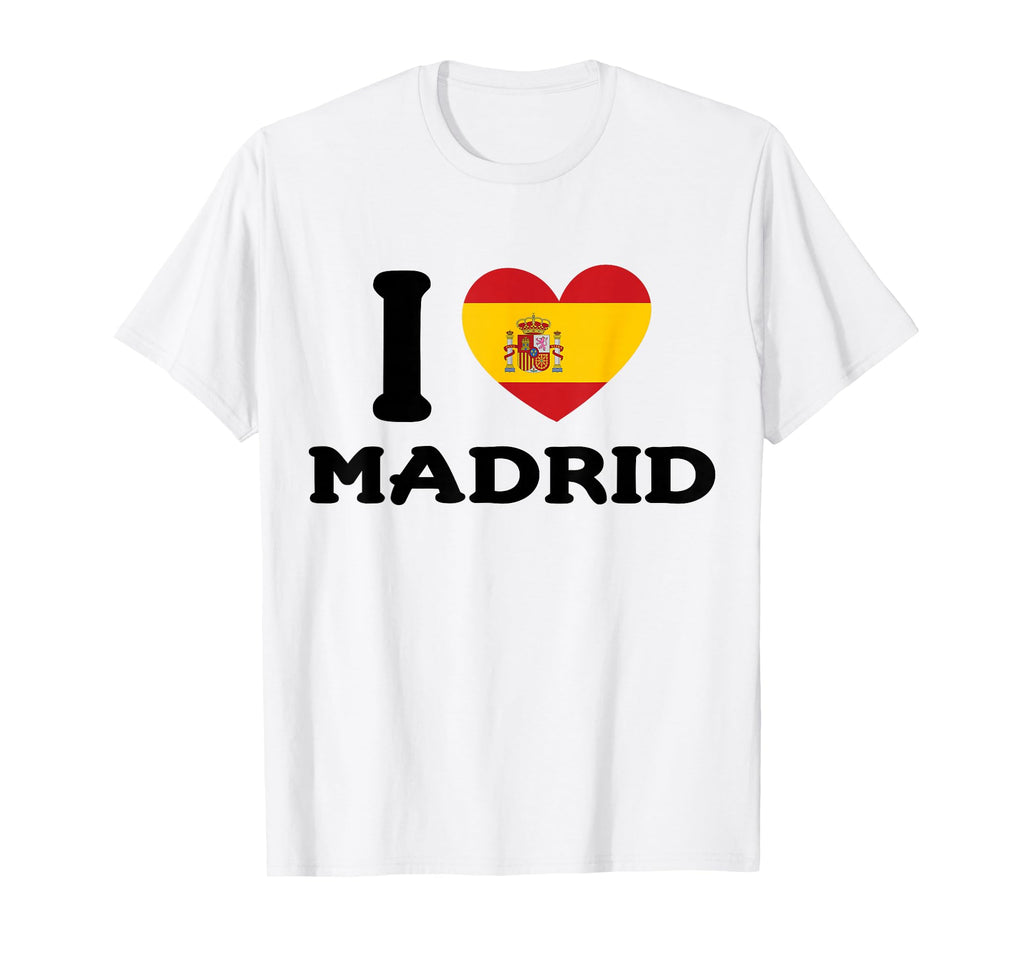 I Love Madrid Spain Spanish Heart Flag T-Shirt - Novelty Apparel for Adults