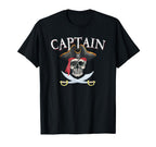 Captain Pirate Hat Skull Nautical Sailing T-Shirt - Streetwear Style Unisex