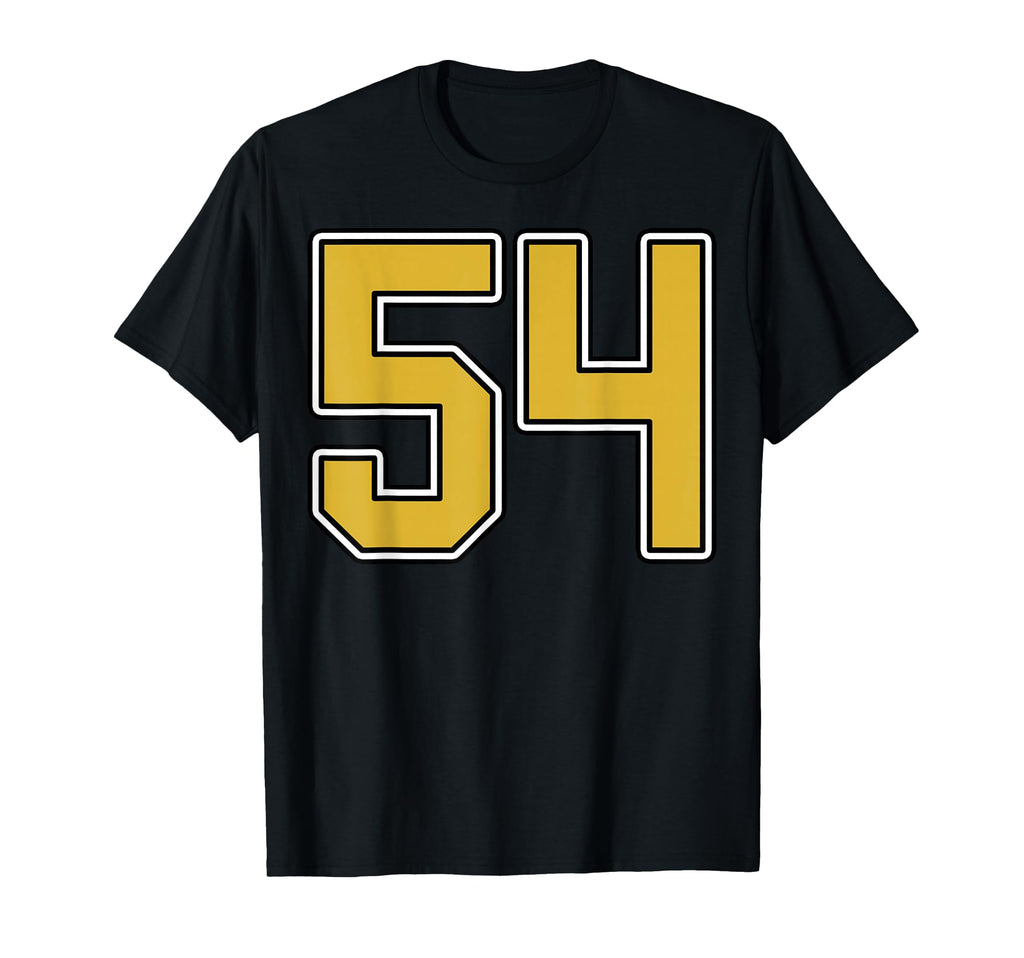Old Gold Black White Sports Number 54 T-Shirt - Custom Art Print Unisex