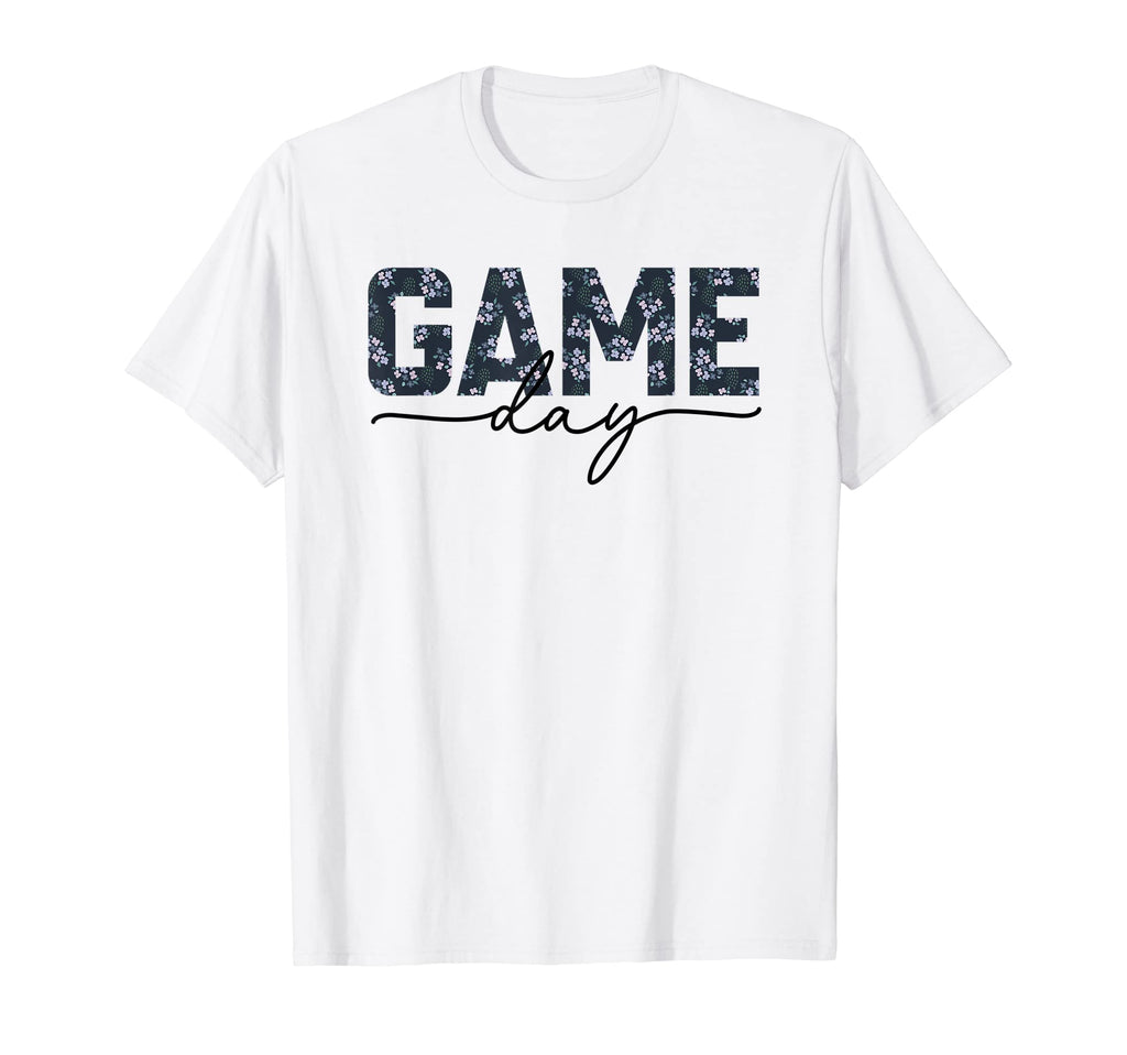 Game Day Spirit Blue Floral Sports T-Shirt - Fun Novelty Design Men Women