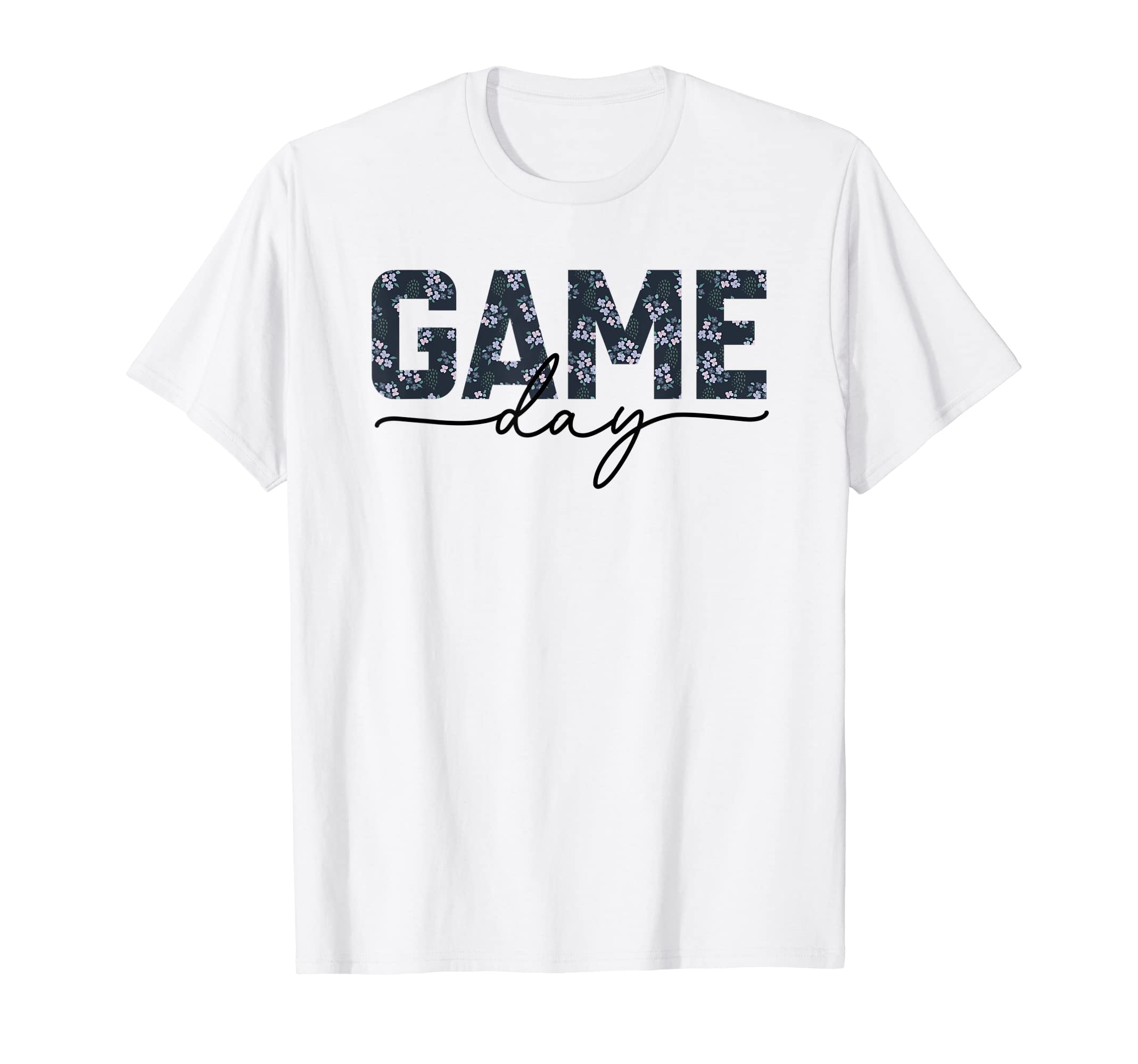 Game Day Spirit Blue Floral Sports T-Shirt - Fun Novelty Design Men Women