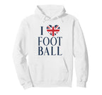 I Love Football British Flag Heart Blue Hoodie - Trendy Graphic Men Women