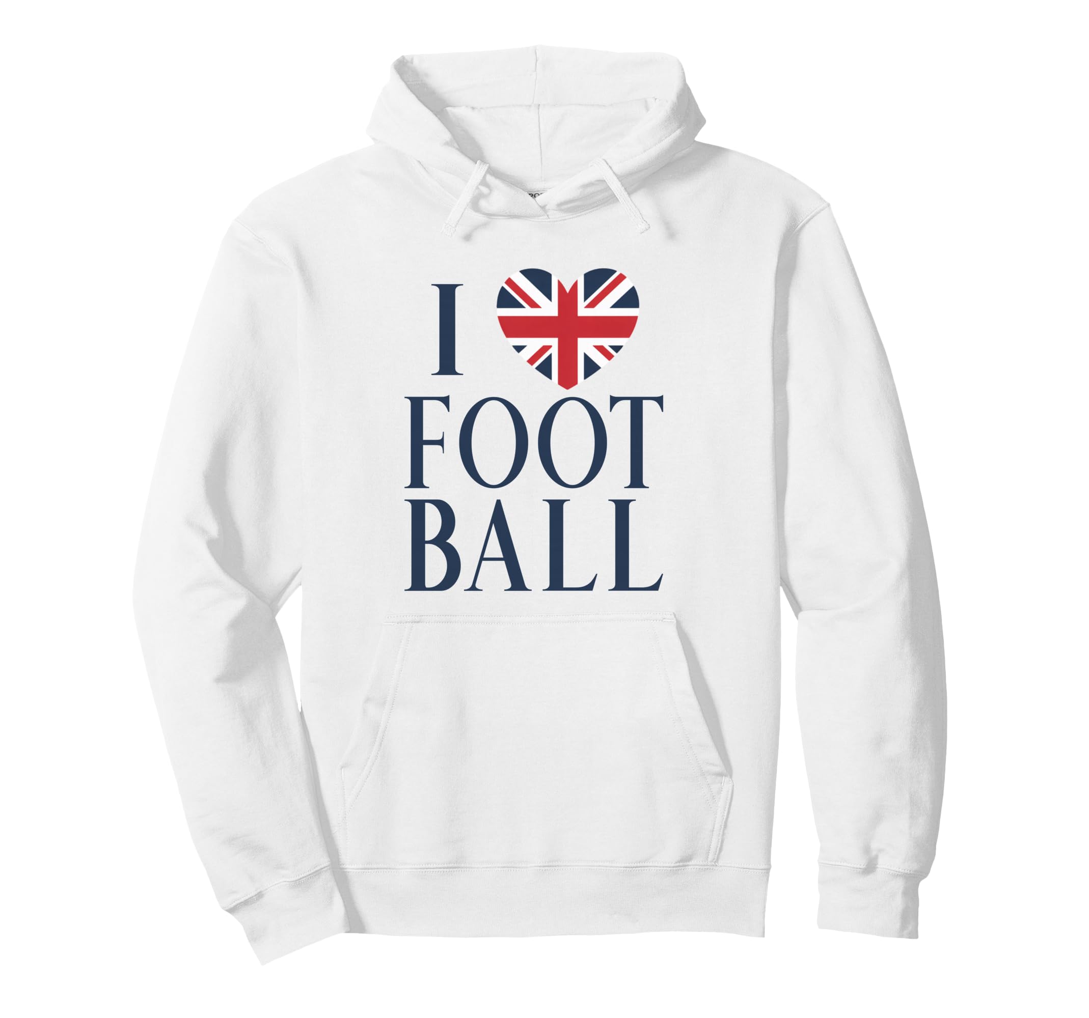 I Love Football British Flag Heart Blue Hoodie - Trendy Graphic Men Women