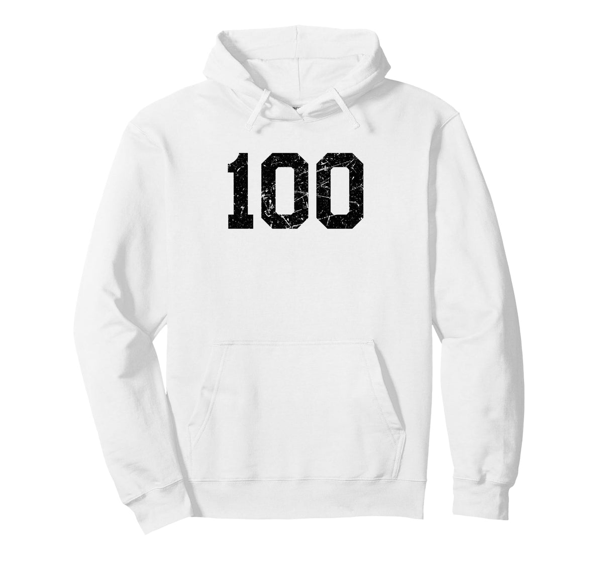 Black Distressed Sport Team Number 100 Hoodie - Trendy Graphic Men Women