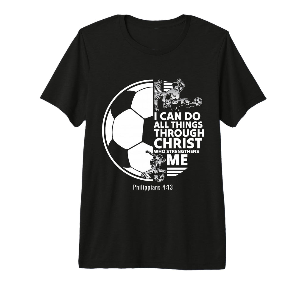 Christian Soccer Faith Verse T-Shirt - Minimalist Print for Adults