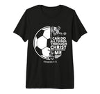 Christian Soccer Faith Verse T-Shirt - Minimalist Print for Adults