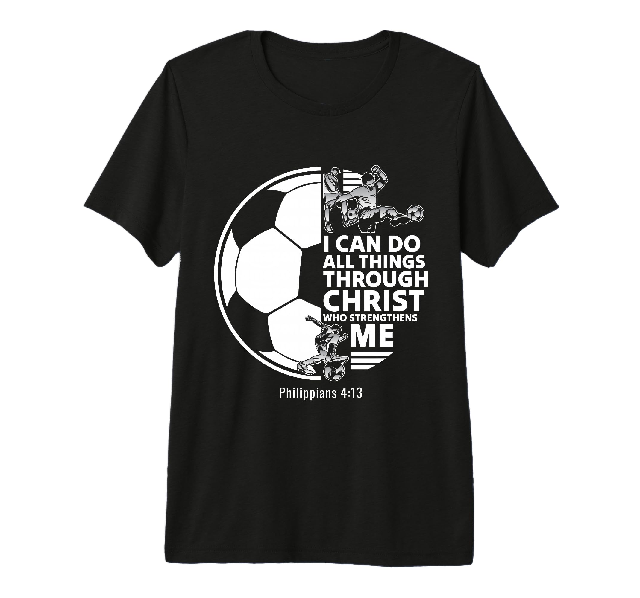 Christian Soccer Faith Verse T-Shirt - Minimalist Print for Adults