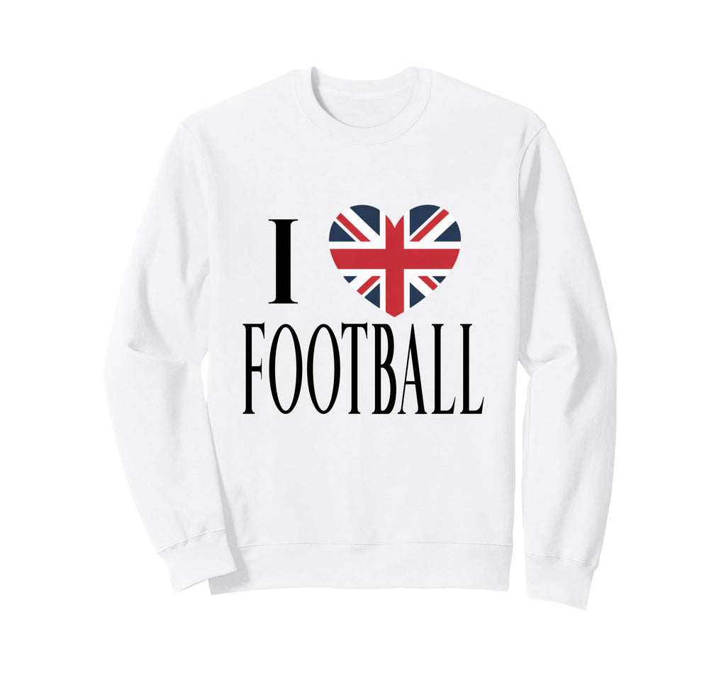I Love Football Black British Flag Sweatshirt - Novelty Apparel Unisex