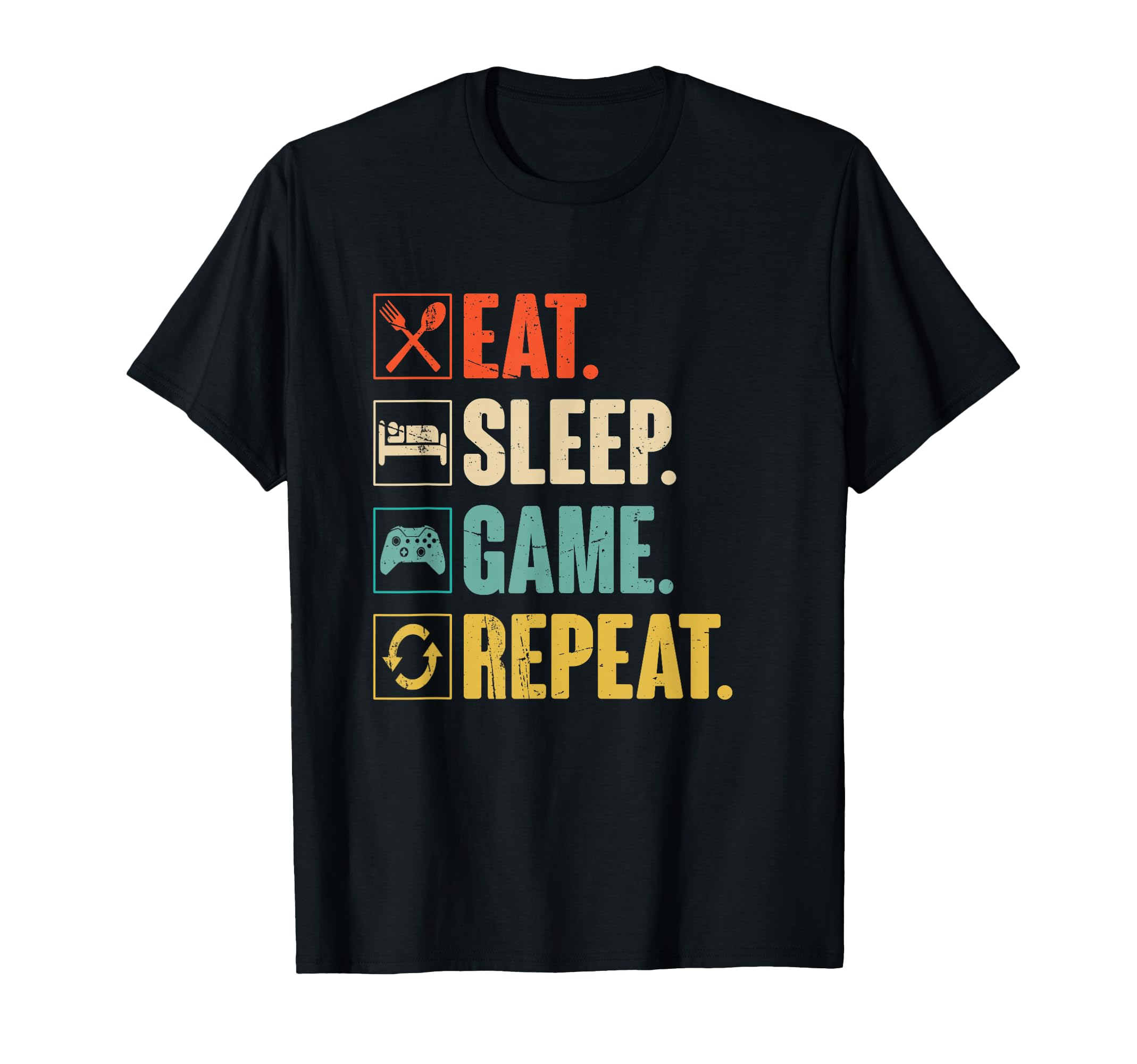 Eat Sleep Game Repeat Funny Gamer Gift T-Shirt - Custom Art Print Men Women