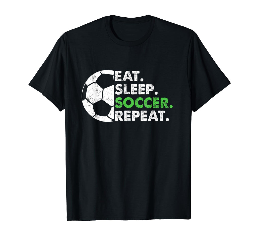 Eat Sleep Soccer Repeat Soccer Player T-Shirt - Unique Graphic Men Women