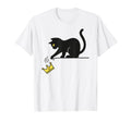 No Kings Black Cat Kicking Crown T-Shirt - Graphic Print Unisex