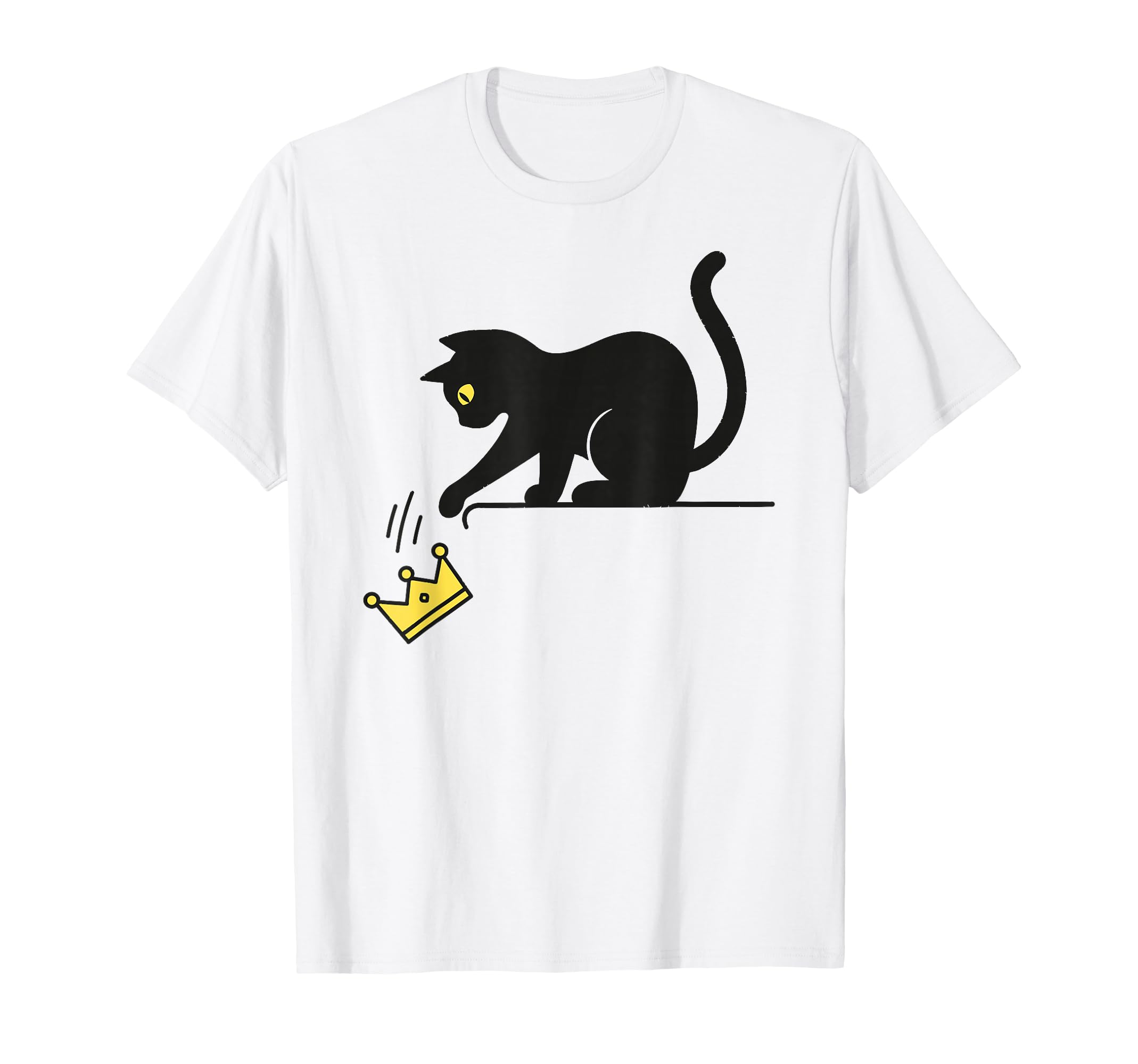 No Kings Black Cat Kicking Crown T-Shirt - Graphic Print Unisex