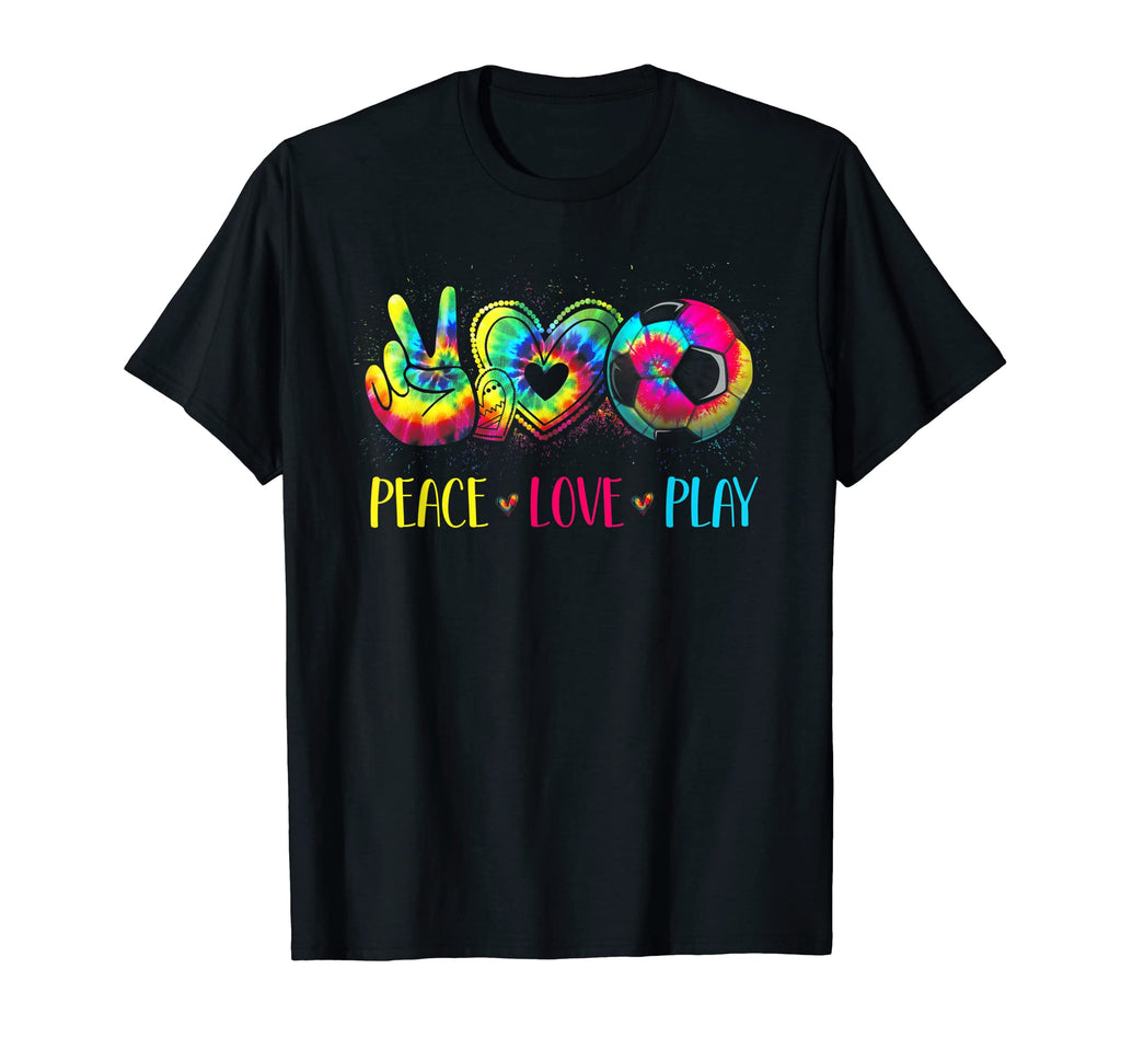 Tie Dye Soccer Teen Peace Love Play T-Shirt - Custom Art Print for Adults