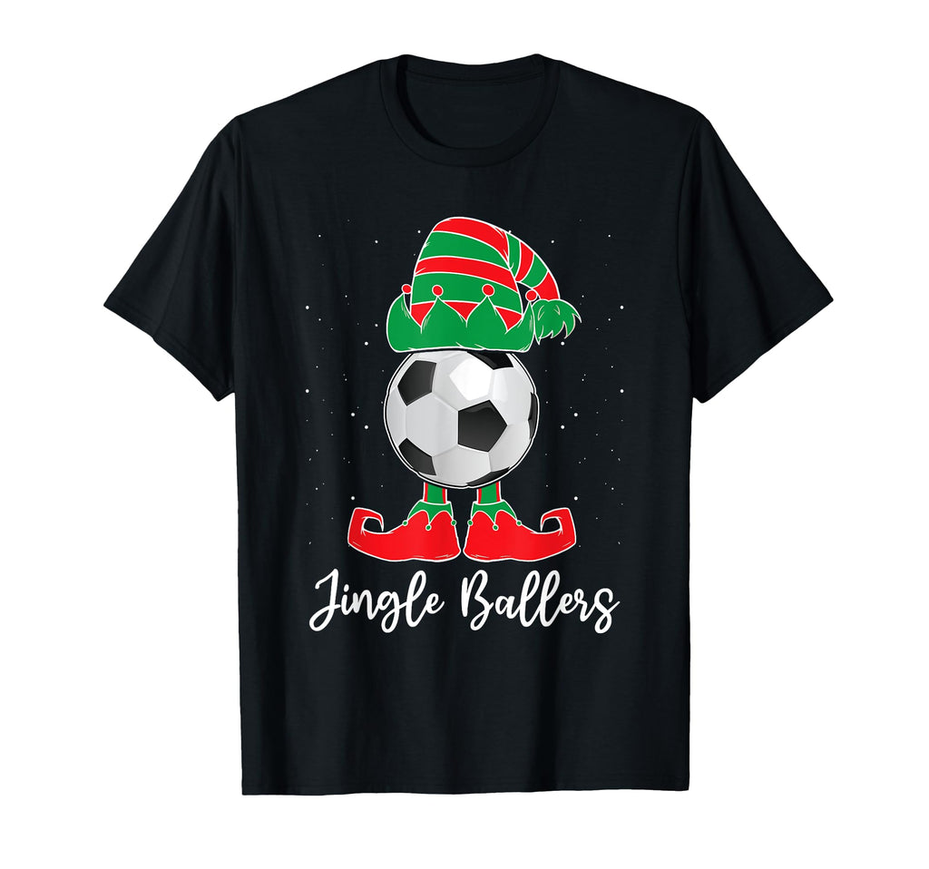 Jingle Ballers Soccer Ball Elf Squad Holiday T-Shirt - Graphic Print Unisex
