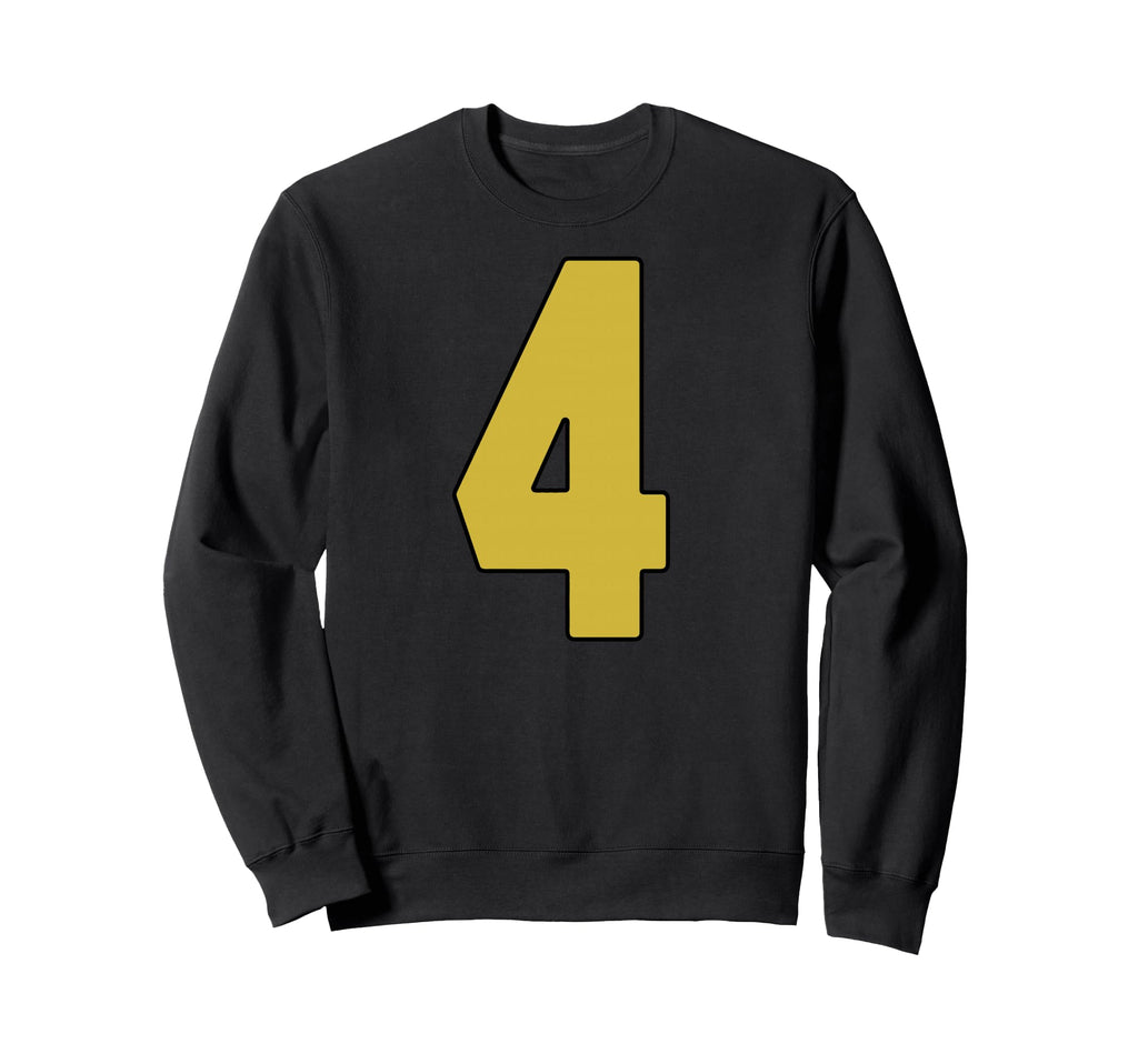 Old Gold Black Number 4 Jersey Sweatshirt - Fun Novelty Design Men Women