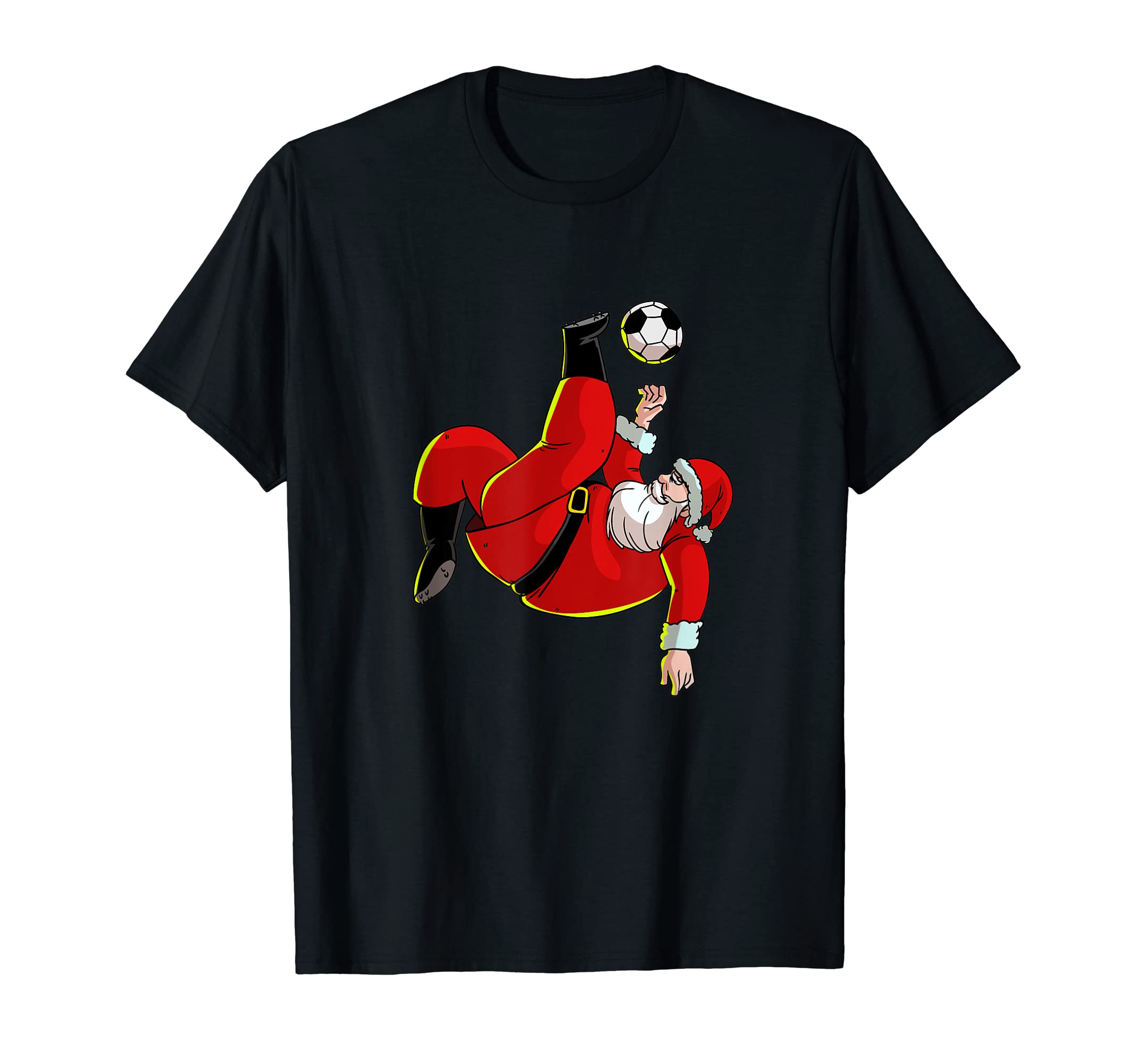 Funny Soccer Santa Claus Bicycle T-Shirt - Casual Everyday Wear for Adults