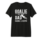 Mens Soccer Goalie Dad Raising T-Shirt - Minimalist Print for Adults
