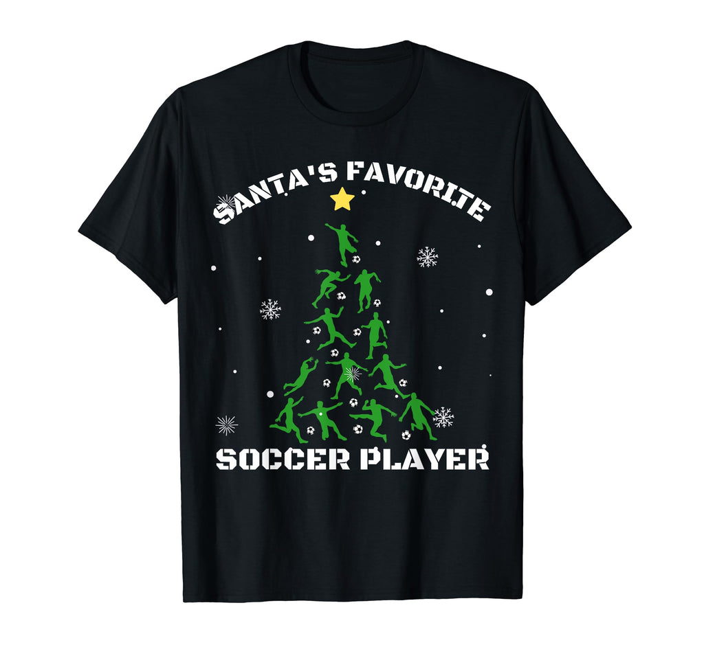 Santas Favorite Soccer Player Ugly T-Shirt - Graphic Print Unisex