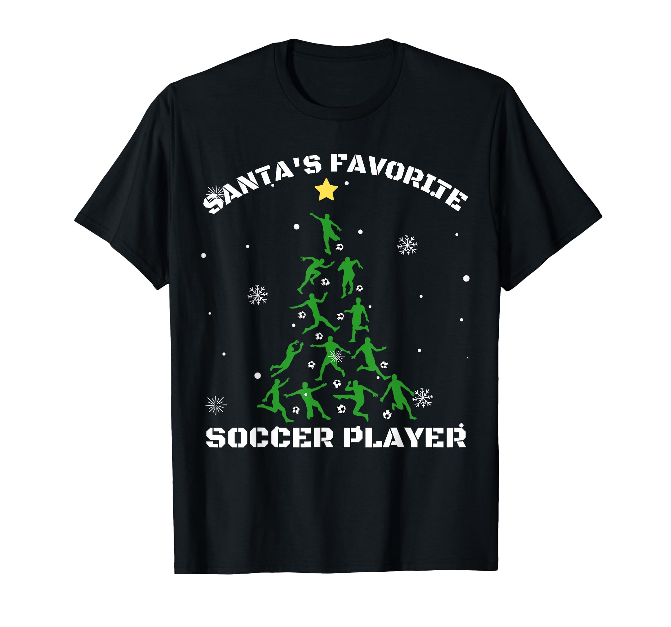 Santas Favorite Soccer Player Ugly T-Shirt - Graphic Print Unisex
