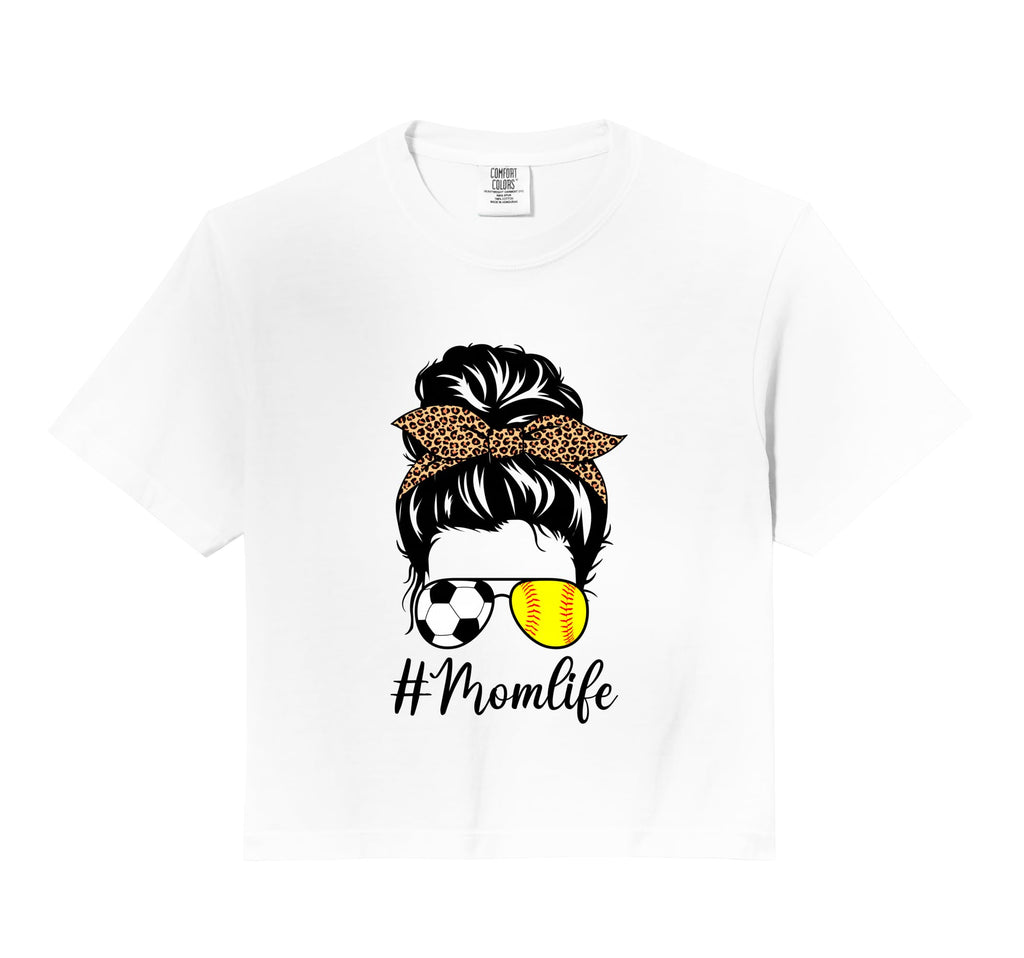 Soccer And Softball Mom Life Messy Bun T-Shirt - Fun Novelty Design Unisex