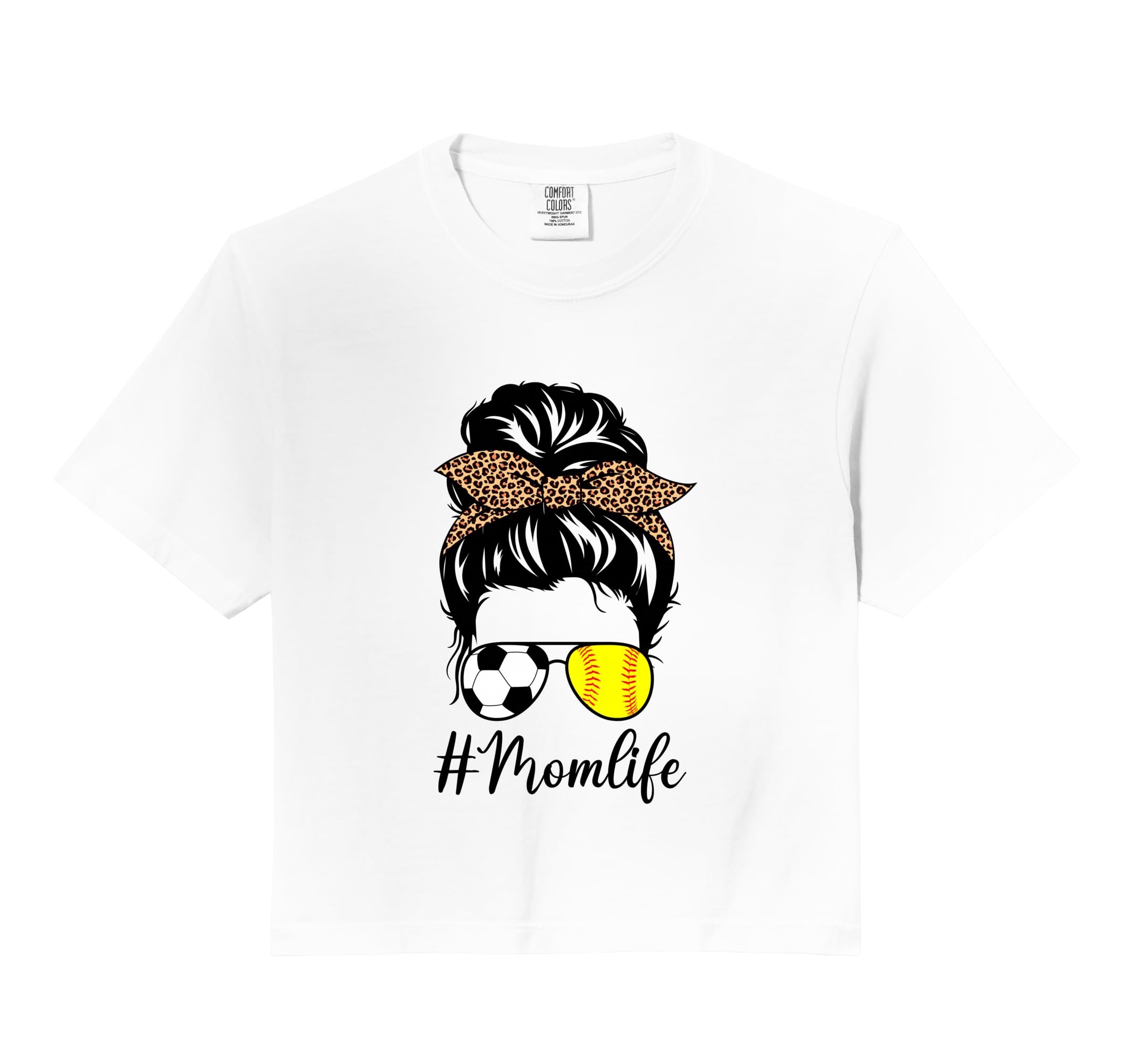 Soccer And Softball Mom Life Messy Bun T-Shirt - Fun Novelty Design Unisex