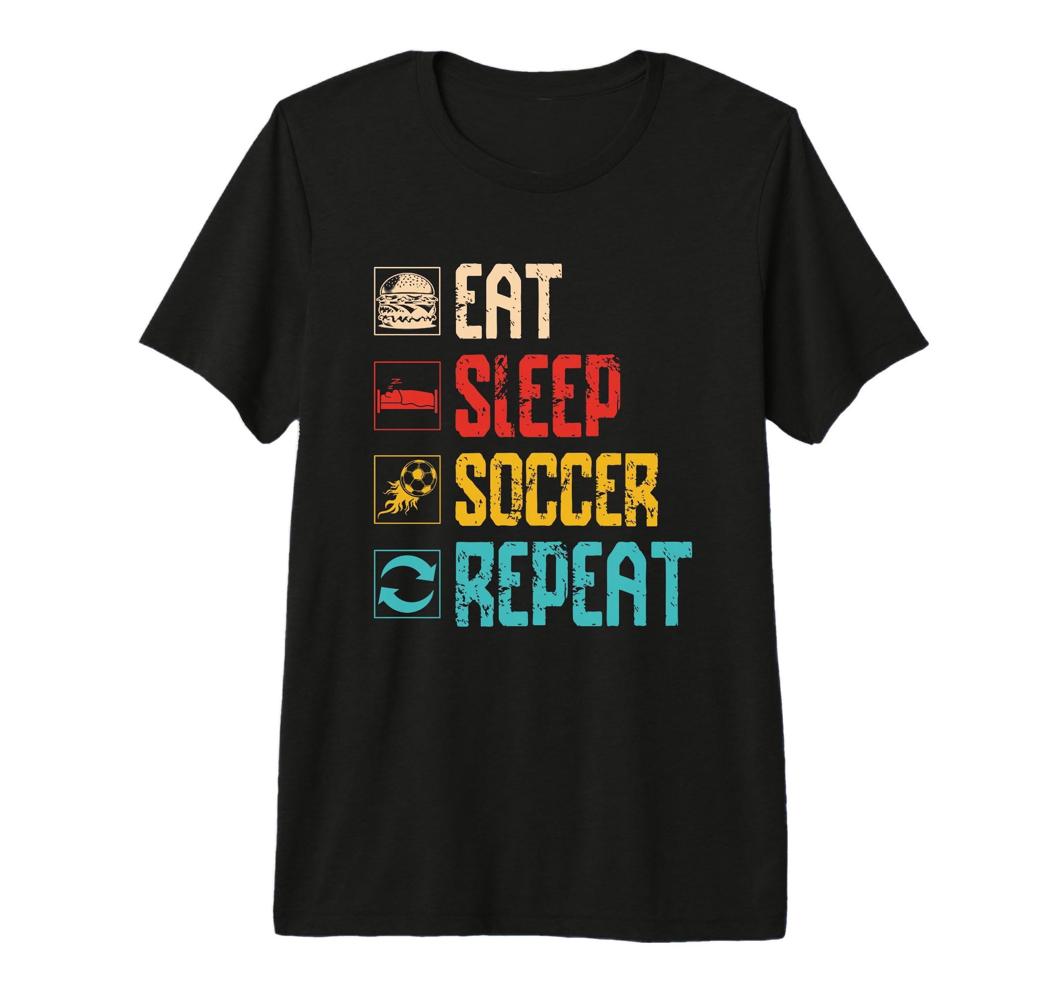 Eat Sleep Soccer Repeat Enthusiast T-Shirt - Aesthetic Graphic Unisex