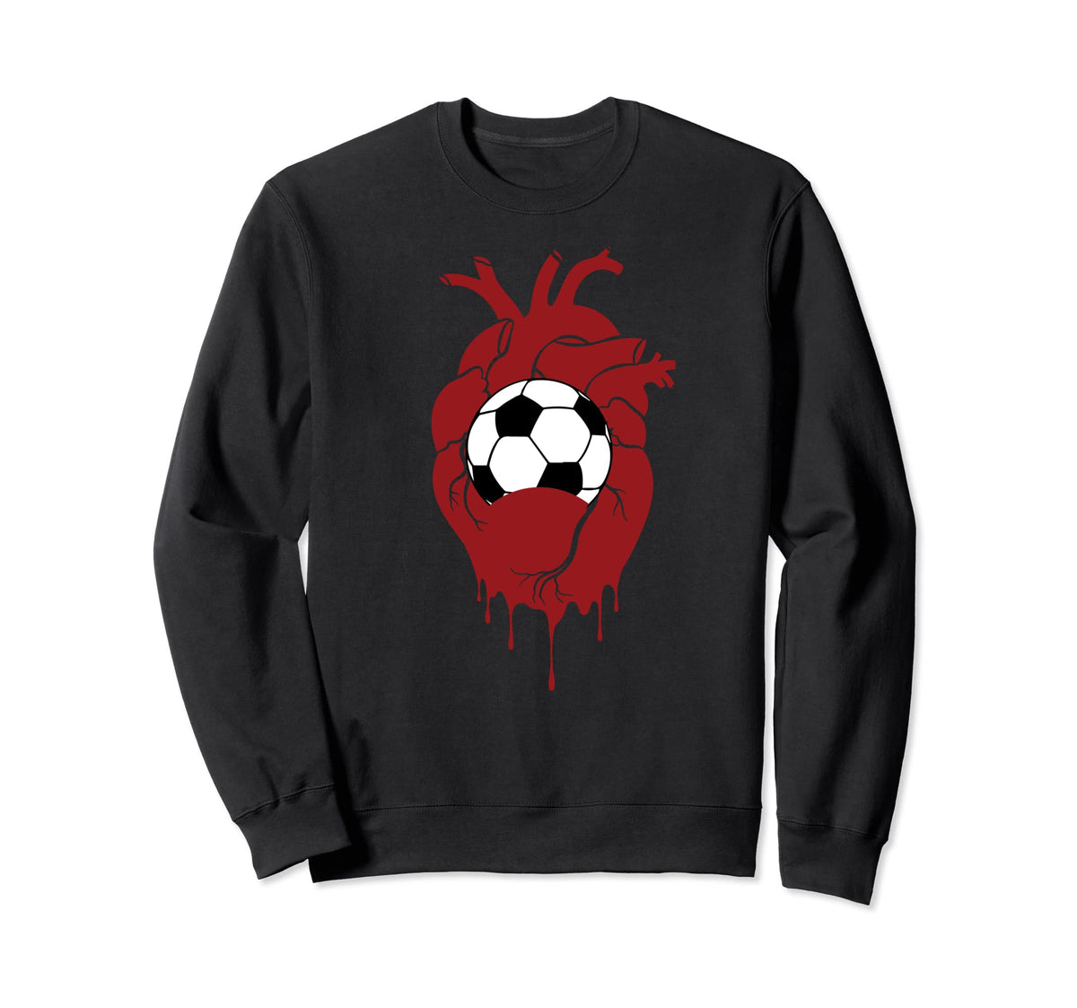 Soccer Ball Football Heart Sweatshirt - Fun Novelty Design for Adults