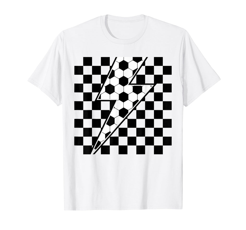 Lightning Bolt Checkered Aesthetic T-Shirt - Novelty Apparel for Adults