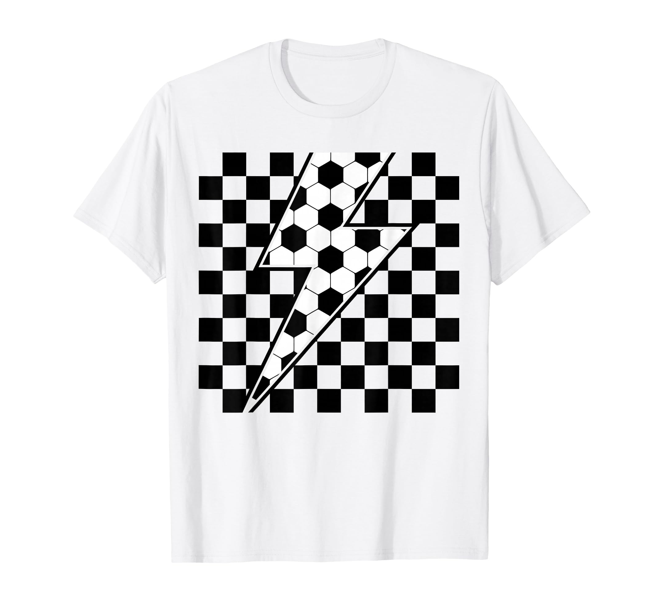 Lightning Bolt Checkered Aesthetic T-Shirt - Novelty Apparel for Adults