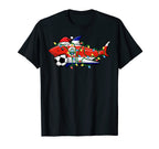Santa Shark Soccer Football Lights T-Shirt - Fun Novelty Design for Adults