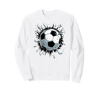 Soccer Ball Crashing Through Wall Sweatshirt - Minimalist Print for Adults