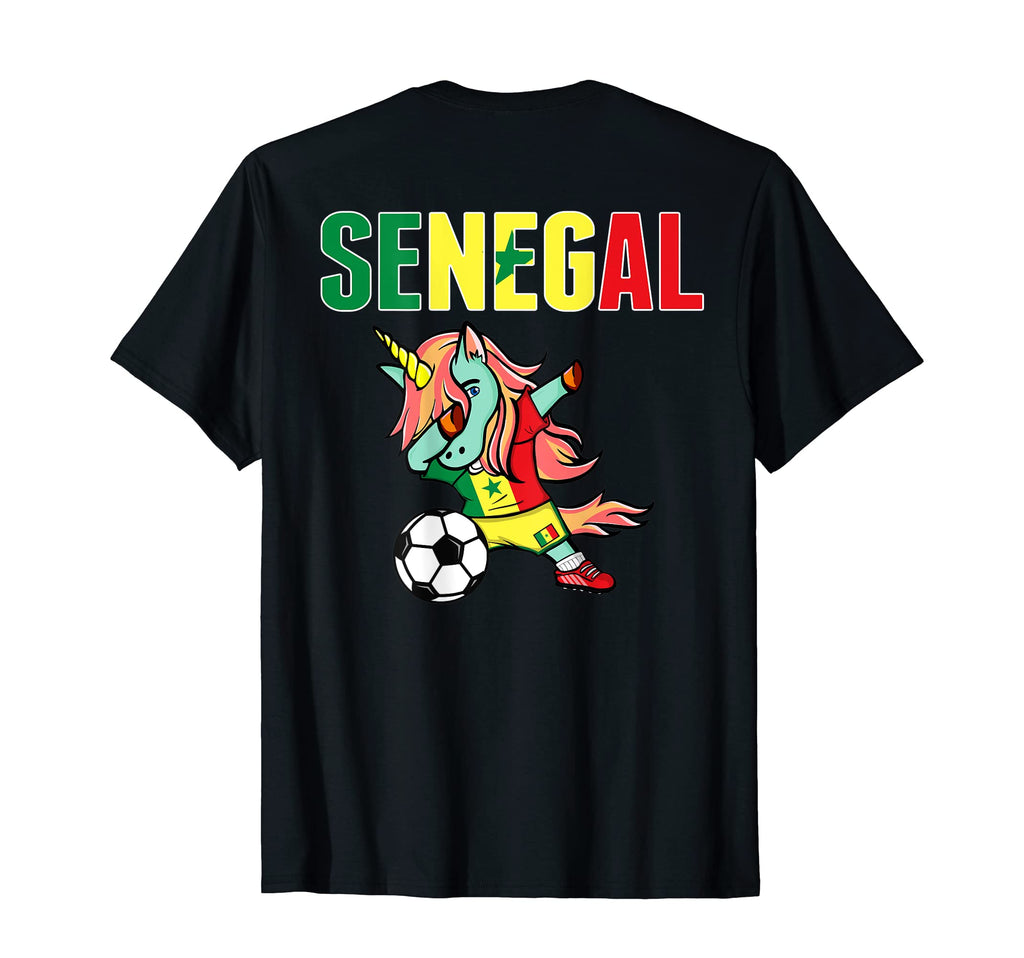 Dabbing Unicorn Senegal Soccer Fans T-Shirt - Aesthetic Graphic Unisex