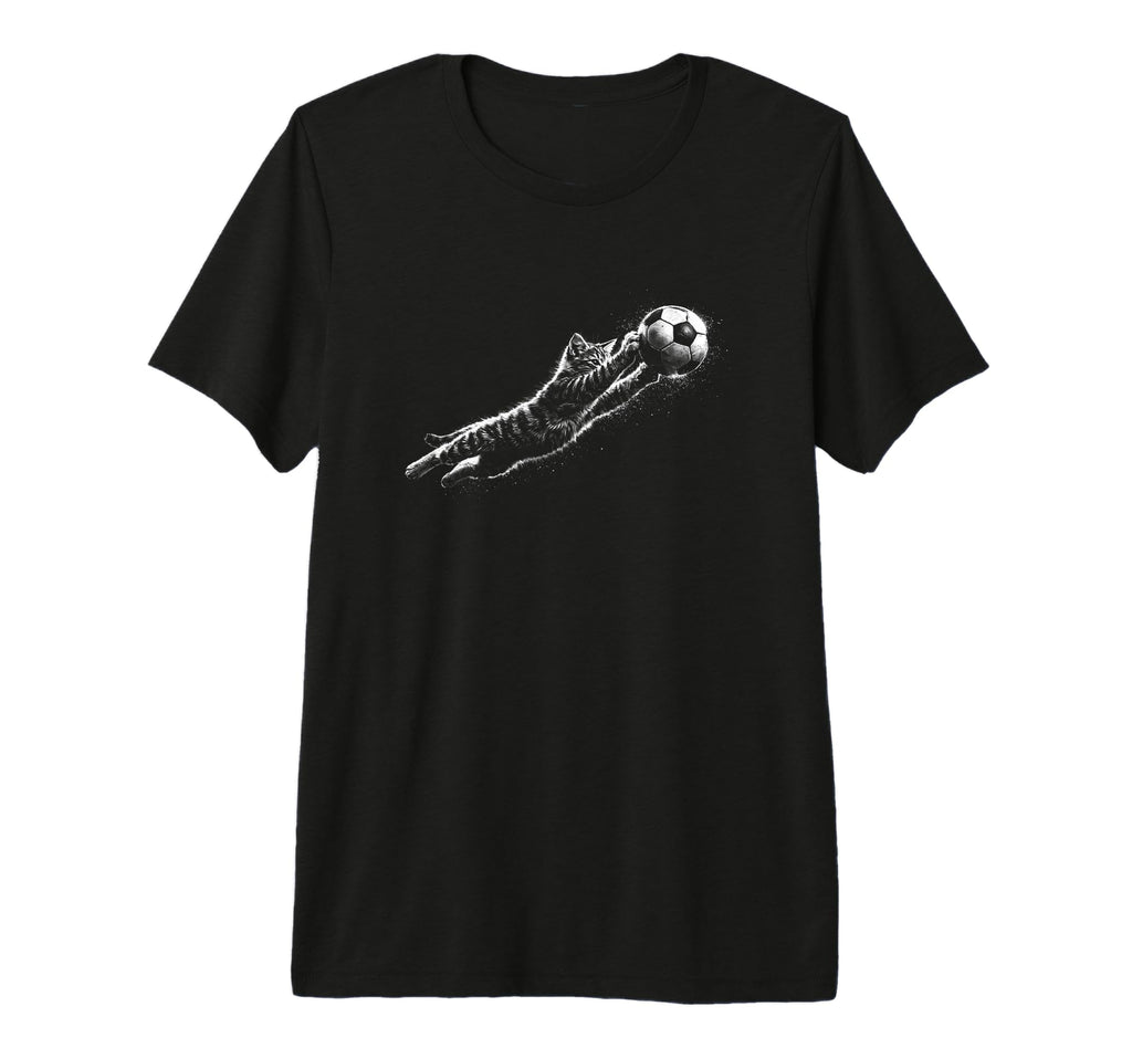 Funny Kitten Soccer Goalie Cat Football T-Shirt - Minimalist Print Unisex