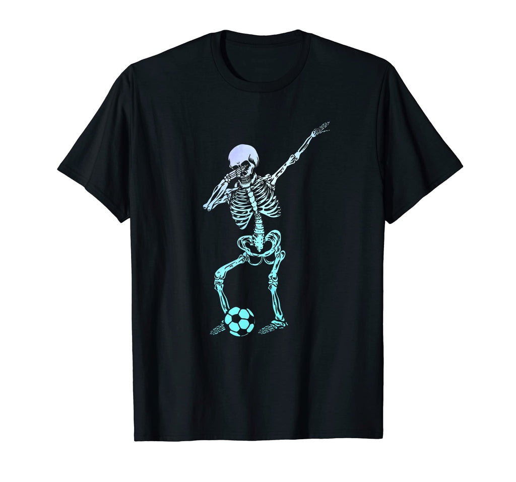 Dabbing Skeleton Soccer Player T-Shirt - Aesthetic Graphic for Adults