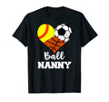Ball Nanny Heart Funny Softball T-Shirt - Novelty Apparel for Adults
