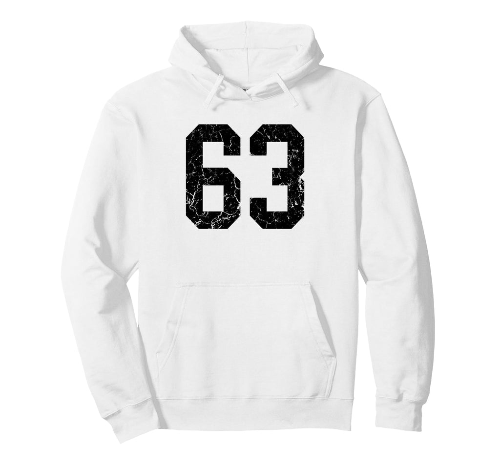 Distressed Black Number 63 Jersey Hoodie - Custom Art Print for Adults