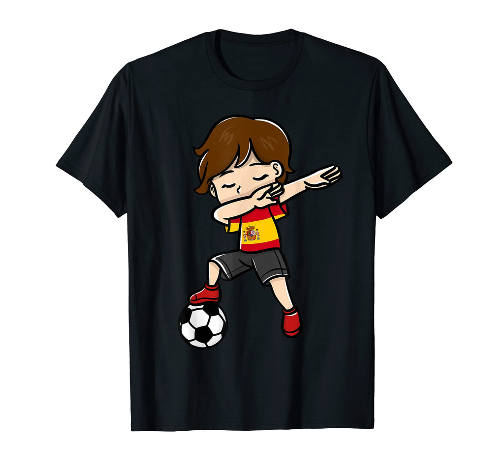 Dabbing Soccer Player Spanish Flag Themed T-Shirt - Graphic Print Unisex