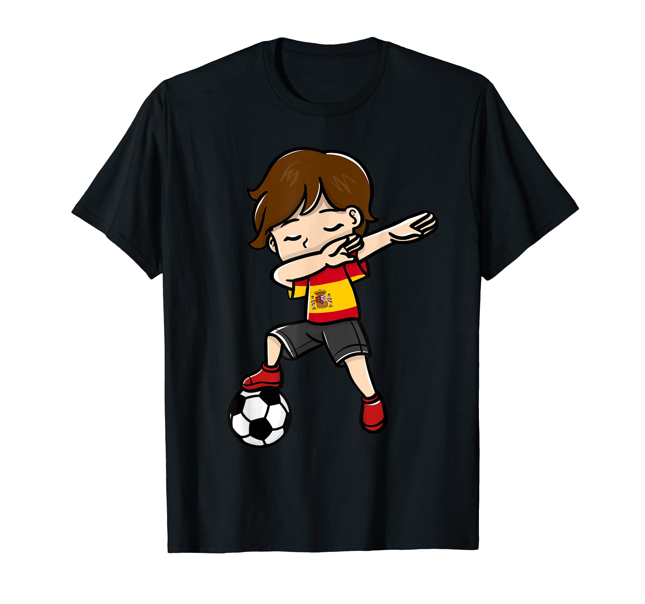 Dabbing Soccer Player Spanish Flag Themed T-Shirt - Graphic Print Unisex