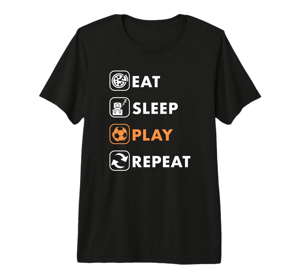 Trendy Eat Sleep Soccer Repeat T-Shirt - Casual Everyday Wear Men Women