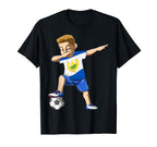 Dabbing Soccer El Salvador Jersey T-Shirt - Fun Novelty Design for Adults